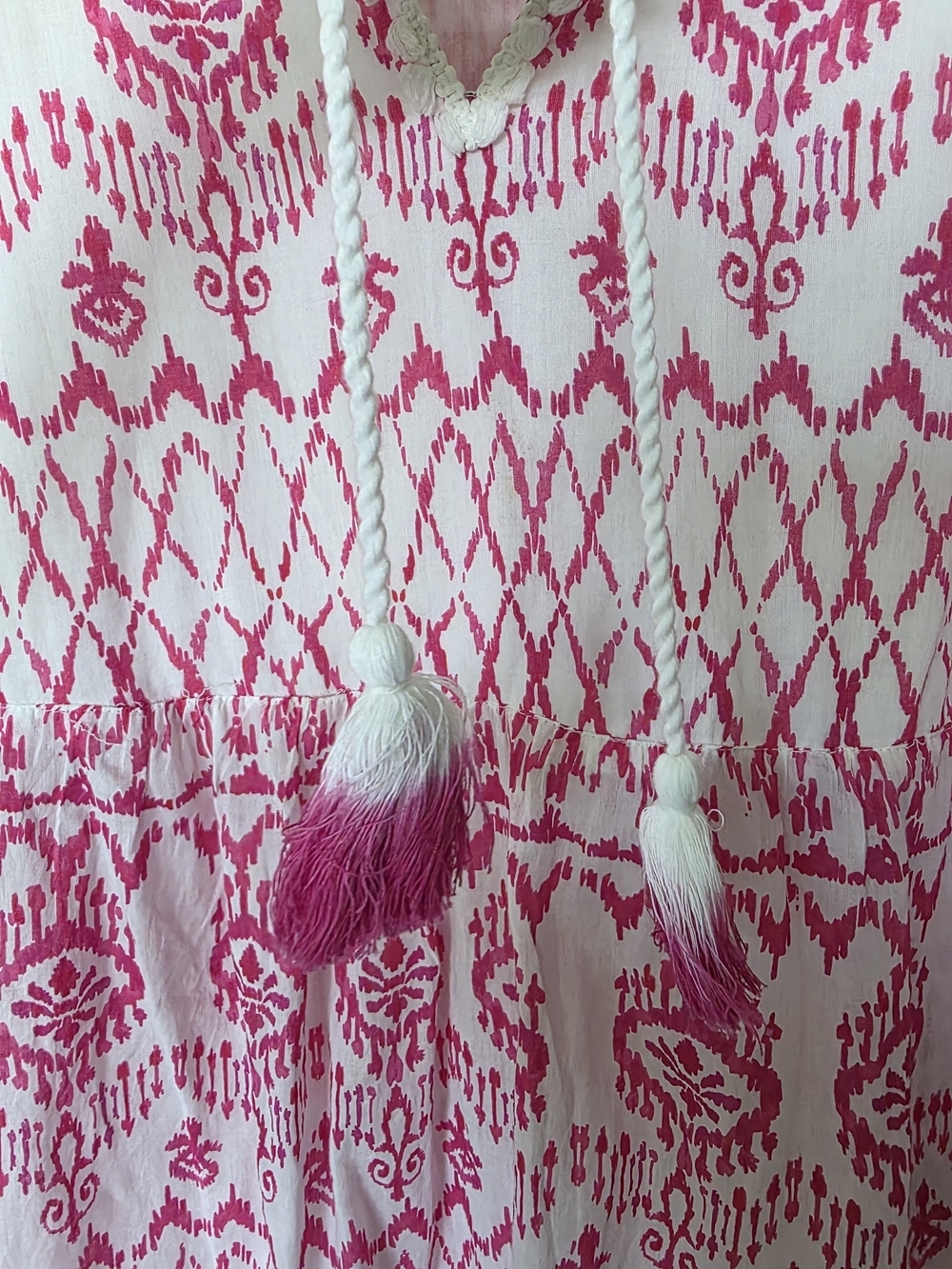 Tommy Bahama 100% Cotton White Pink Printed Swim Coverup Tunic Tribal - Picture 6 of 8